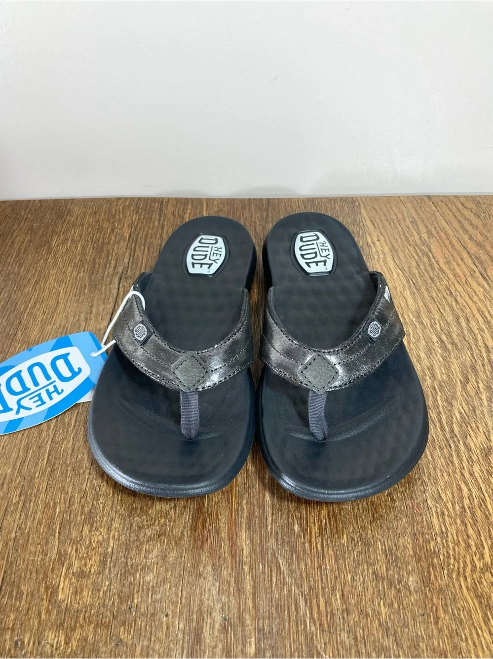 NWT Hey Dude Christi Classic Flip Girls Size Y2 (EU 34) Black Shimmer